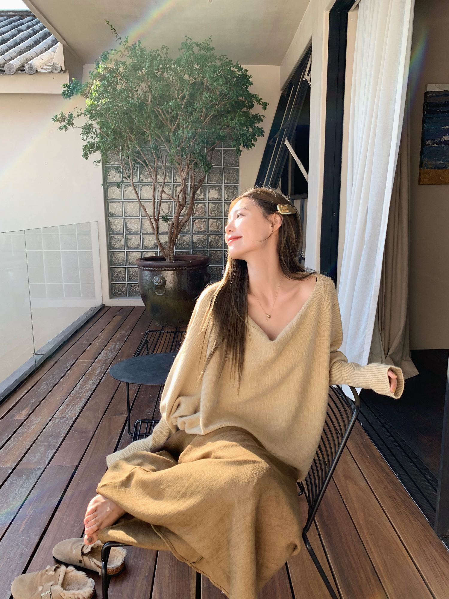 Loose Slimming Batwing Sweater in Solid Color - Casual 90s Inspired Cozy Knit for Effortless Style