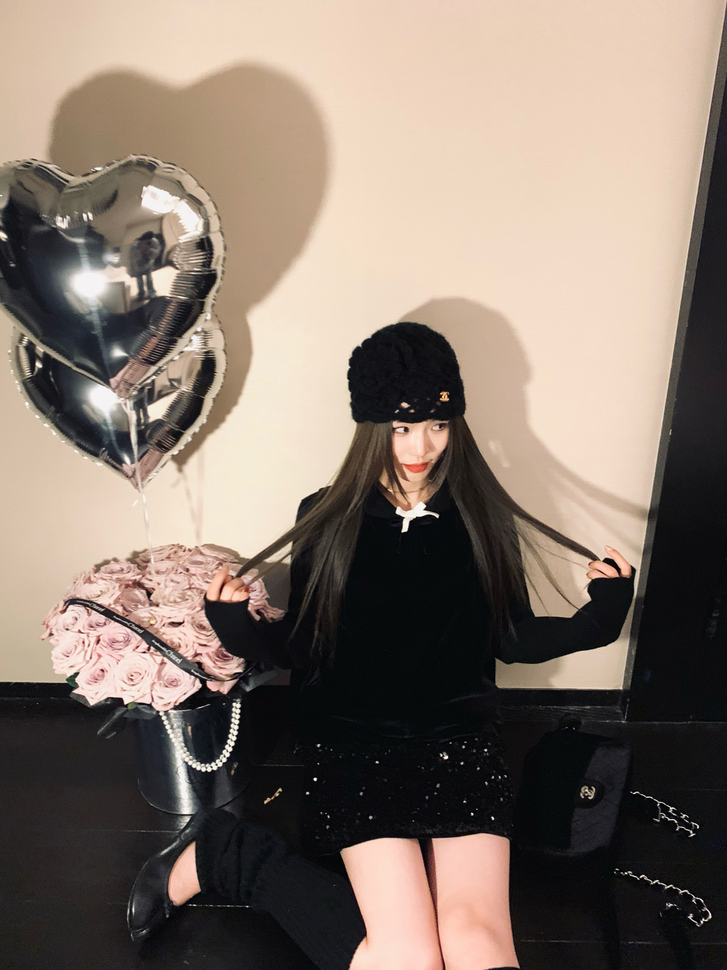 Luxurious Velvet Straight Skirt with Sequin Embroidered Vest Dress for Girls - Chic Rich Girl Style, Perfect for 90s and Y2K Fashion