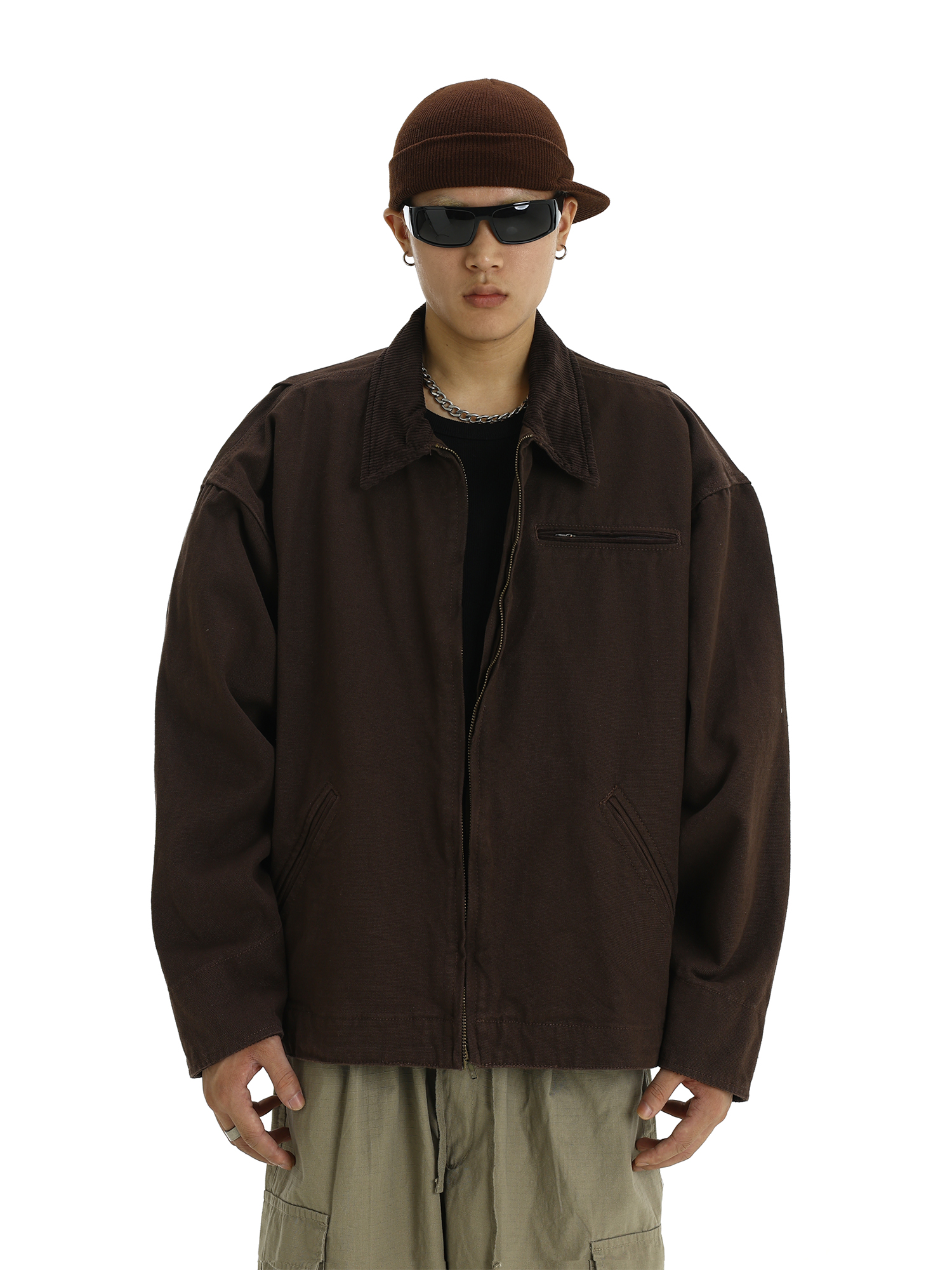 Men's American Vintage Detroit Heavyweight Washed Work Jacket - Stylish Loose Fit Versatile Outerwear for Autumn Fashion