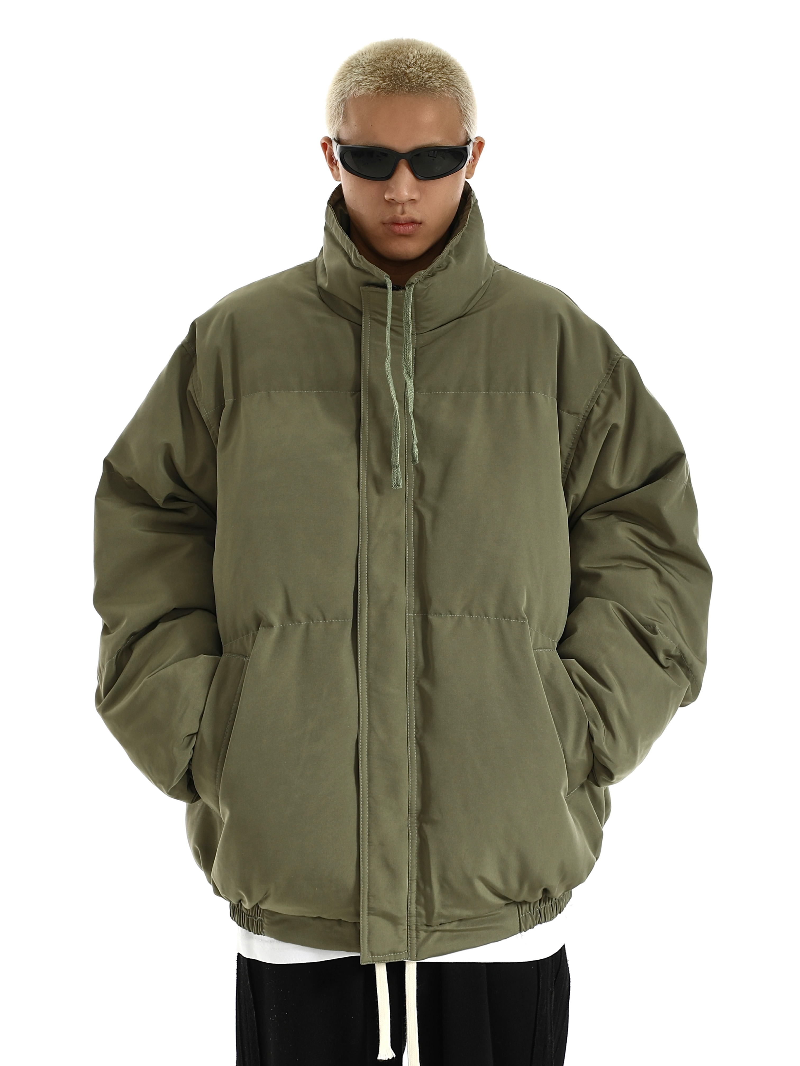 Men's Oversized Solid Color Cotton Jacket - Casual Retro Winter Outerwear, Loose Fit Couples' Coat, American Style Fashion