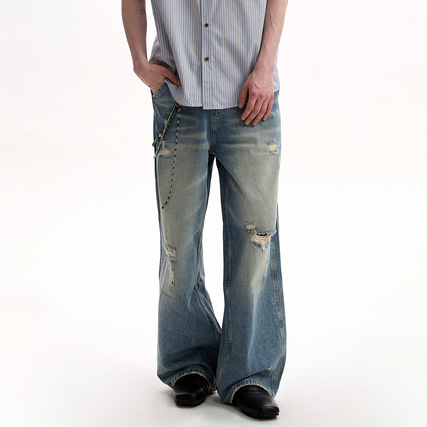 Men's Vintage Distressed Ripped Jeans - American Street Style Slim Fit Straight Leg Cool Pants