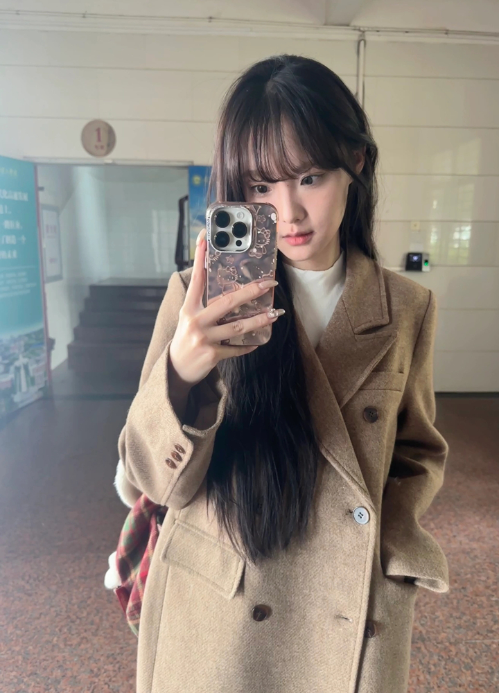 Mid-Length Double-Breasted Wool Coat for Women - 2023 High-End Korean Style Autumn Winter Fashion