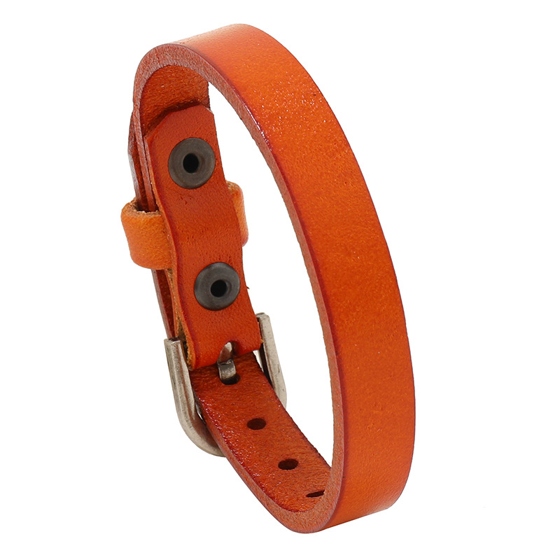 Minimalist Retro Multicolor Adjustable Leather Bracelet - Fashion Jewelry Bangle for Y2K and Boho Style