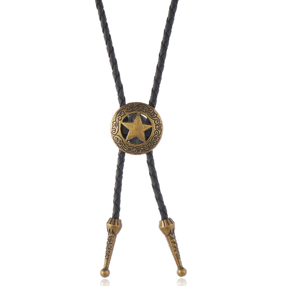 Minimalist Retro Western Cowboy Style Bow Tie Necklace with Five-Pointed Star Pendant for Men and Women, Y2K Fashion Accessory