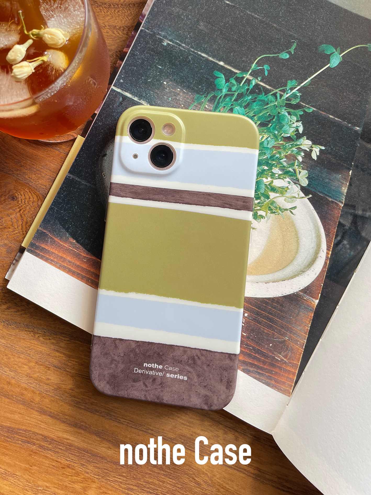 Minimalist Striped Full-Cover Phone Case for iPhone 13 Pro Max - Forest Island Design, Soft Touch, Niche Aesthetic