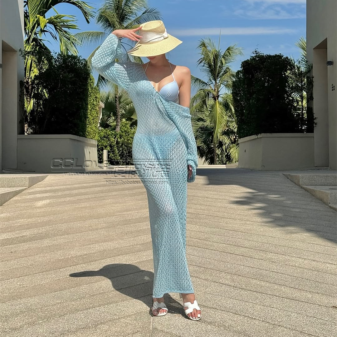 Misty Blue Underwire Bikini Cover-Up for Small Bust, Sexy European American Style Vacation Swimwear