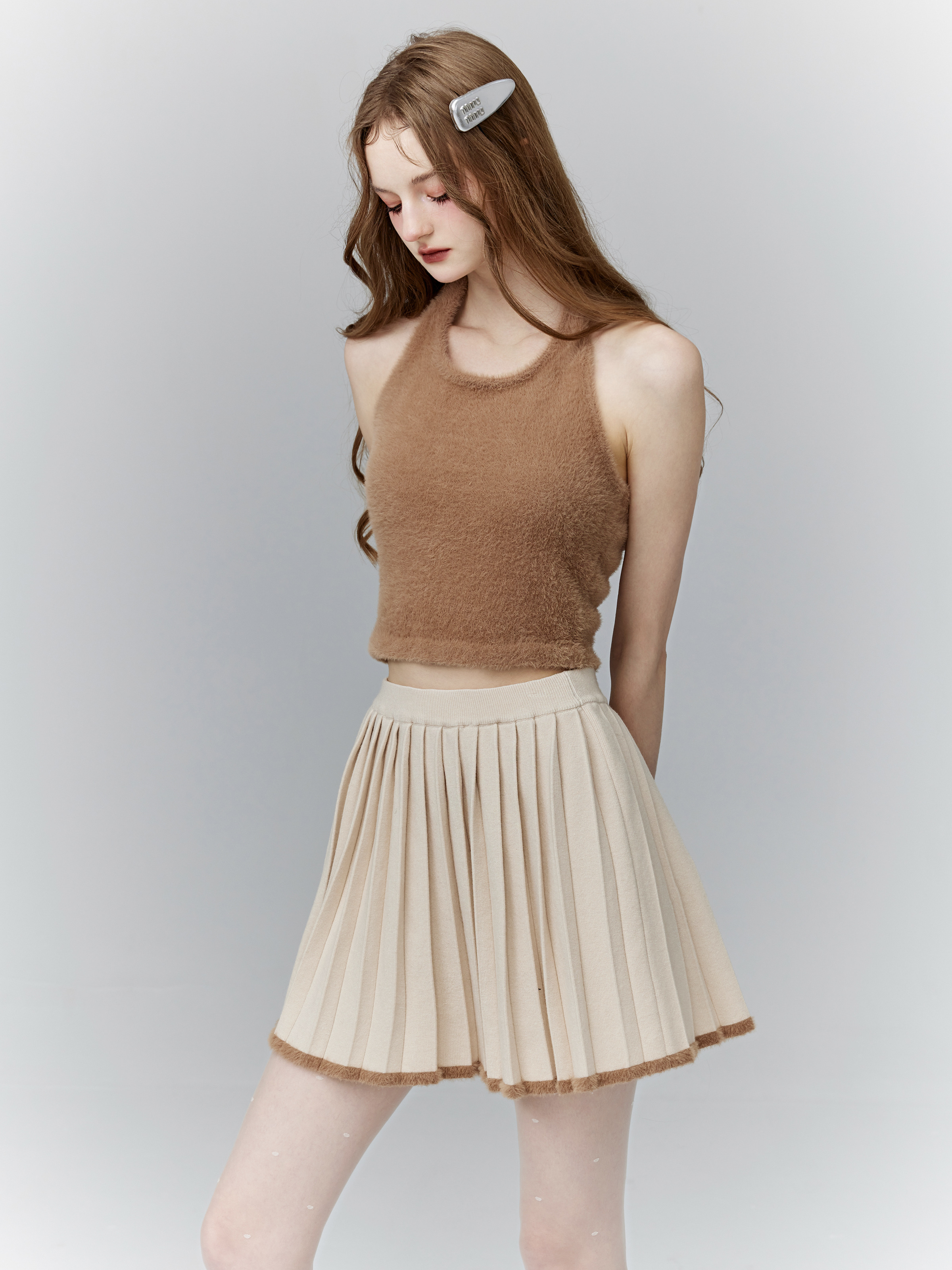 Moonlight Illusion Knitted Three-Piece Set - Salty or Sweet Style Skirt for Y2K Fashion Lovers