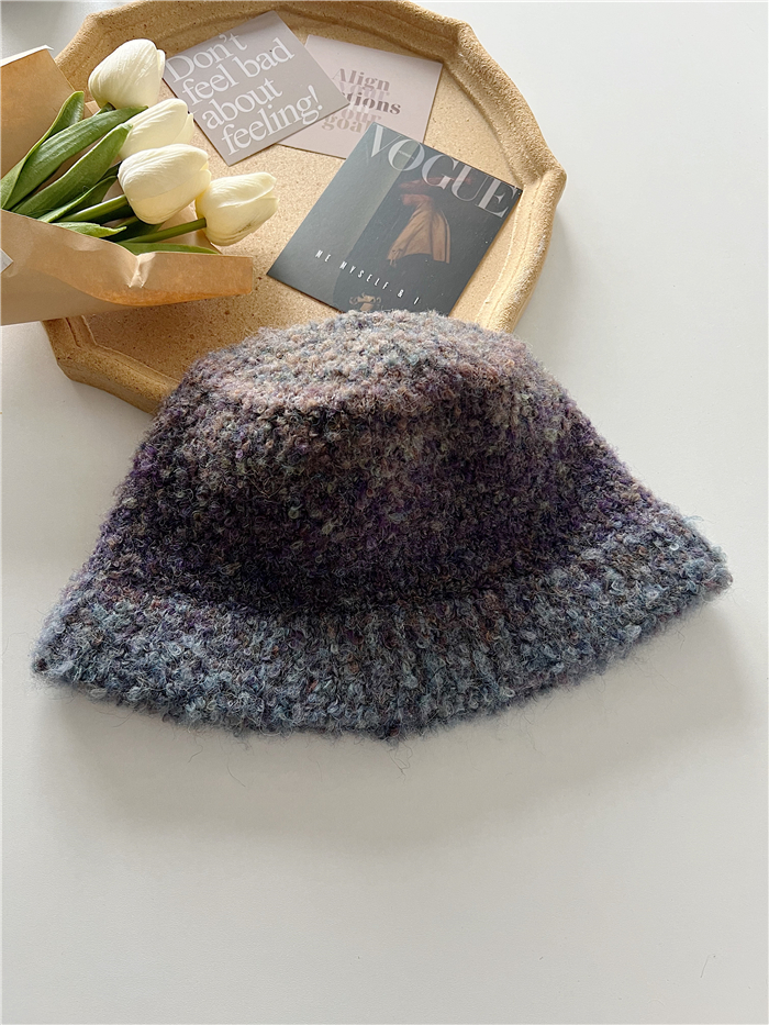 Multicolor Circle Wool Knitted Bucket Fisherman Hat for Women and Men - Casual Autumn Winter Korean Style