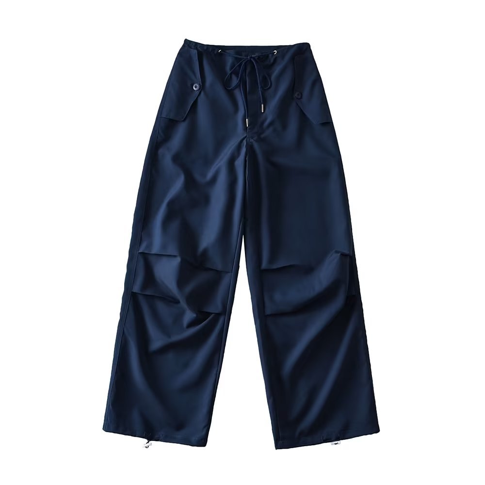 Navy Blue High-Waisted Casual Work Pants for Women, Summer Thin Quick-Dry Jazz Dance Sports Pants, Elastic Waist, Lightweight