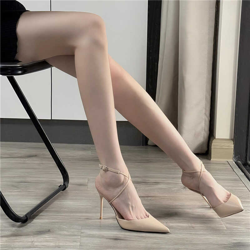 Nude High Heels for Women - 2024 Summer Cross-Strap Stiletto Sandals, Pointed Sexy Goddess Shoes, Trendy Summer Footwear