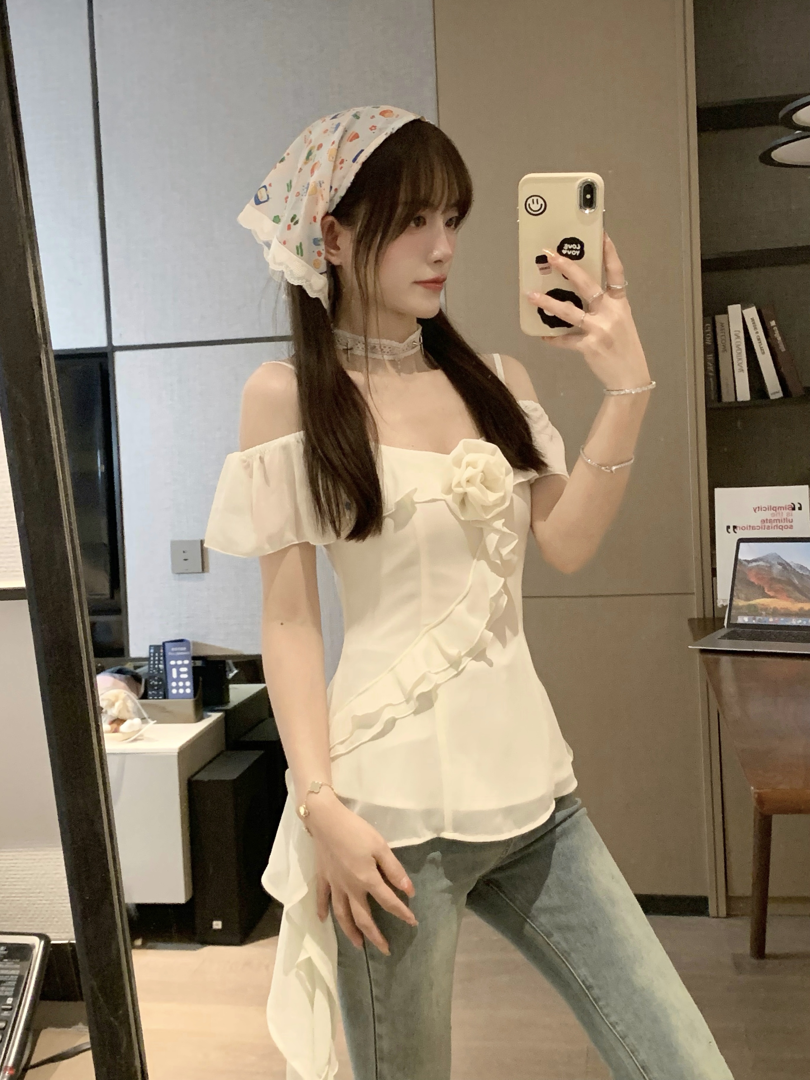 Patchwork Irregular Design Shirt for Women - Korean Style Elegant Slim Fit - Spring/Summer Fashion Essential