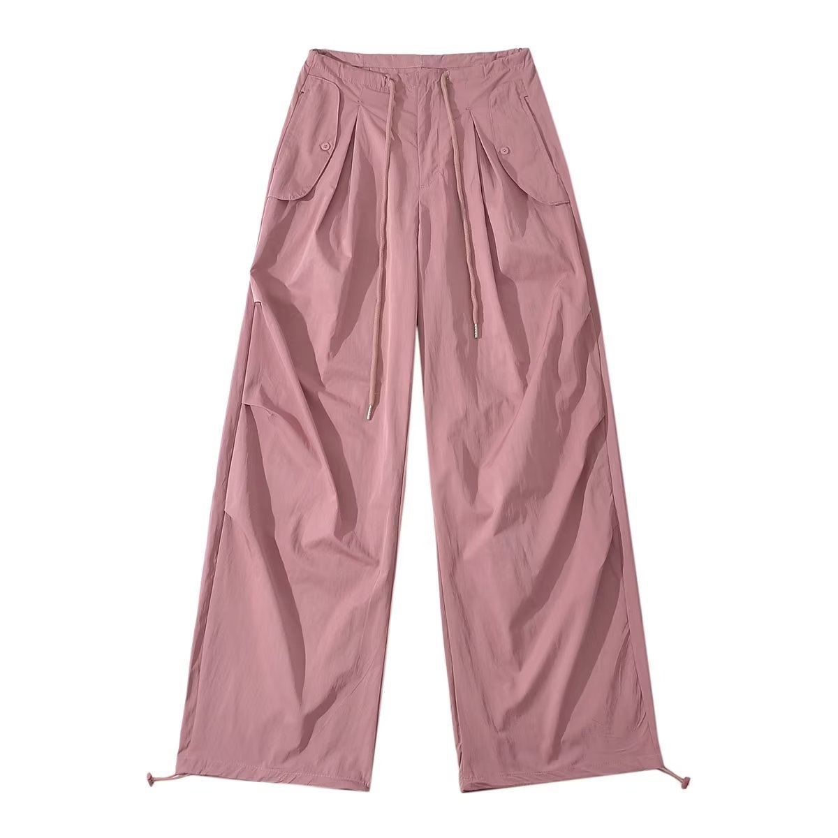 Pink Drawstring Work Pants for Women - Thin Quick-Dry Casual Long Pants for Jazz Dance & Sports - Y2K Style Fashion