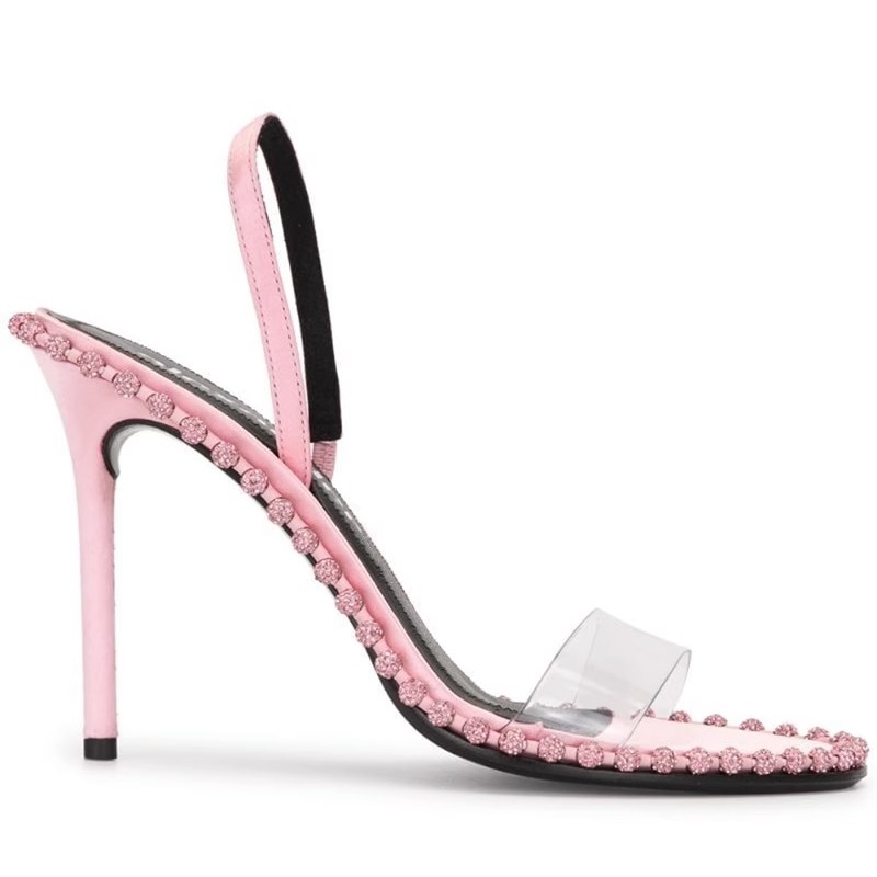 Pink One-Strap Transparent High Heels Sandals with Open Toes - 2023 Summer Y2K Style Thin Heels