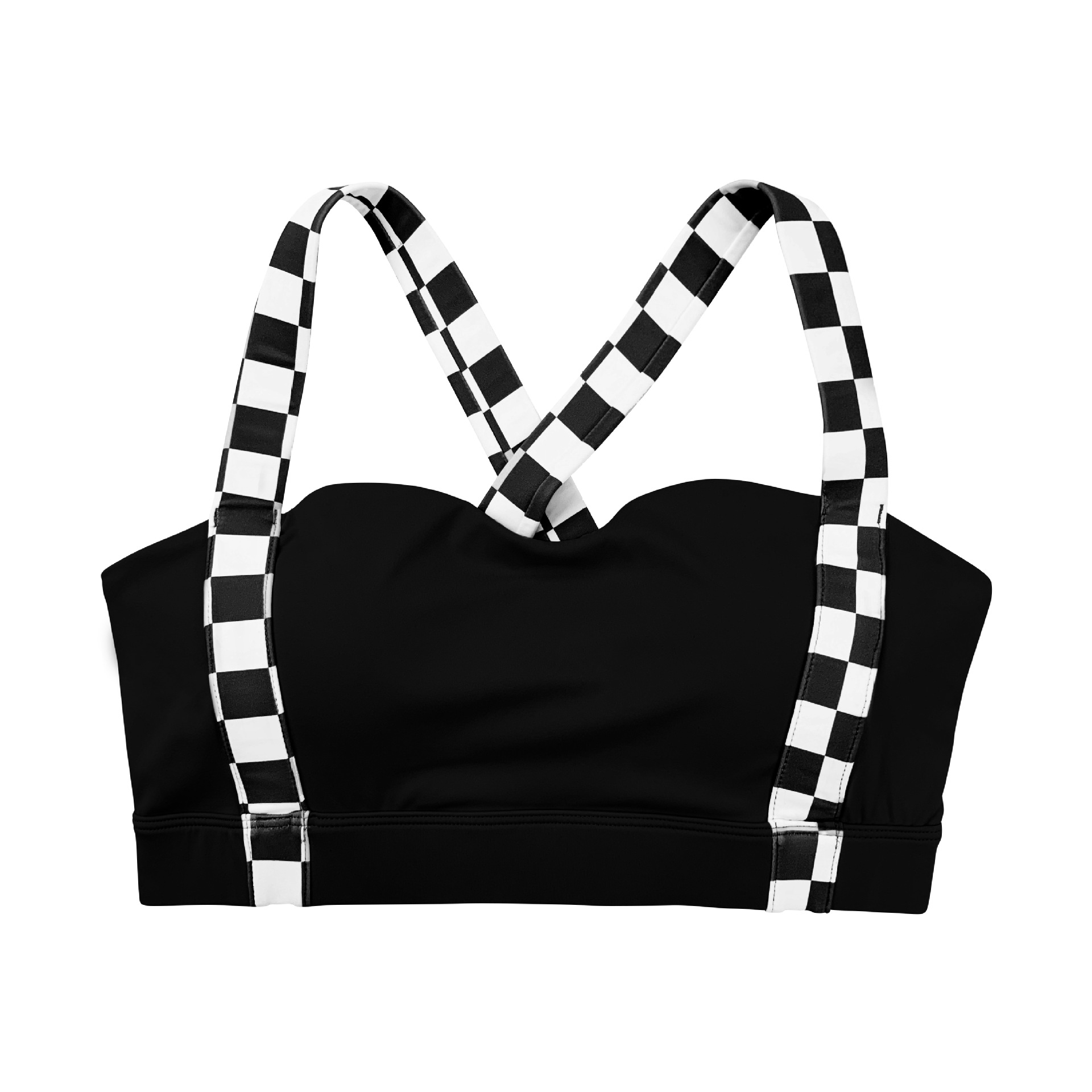 Plaid Strapless Cross-Back Sports Bra for Women - Quick-Dry Jazz Dance Activewear, Ideal for Y2K and 90s Inspired Styles