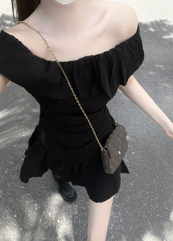 Pleated One-Shoulder Flowy Sleeve Two-Way Dress for Women - Summer 2023 French Style First Love Dress