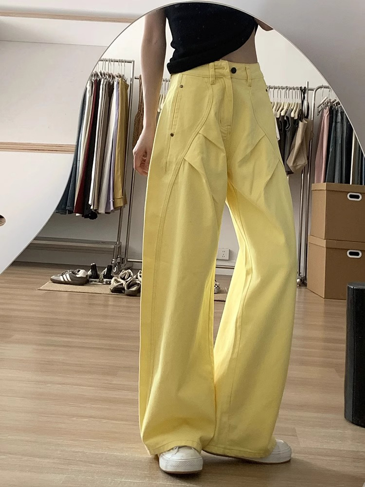 Plus-Size Women's Loose Straight-Leg Jeans for Pear-Shaped Figures, Slimming Wide-Leg Pants for Summer 2025 Fashion