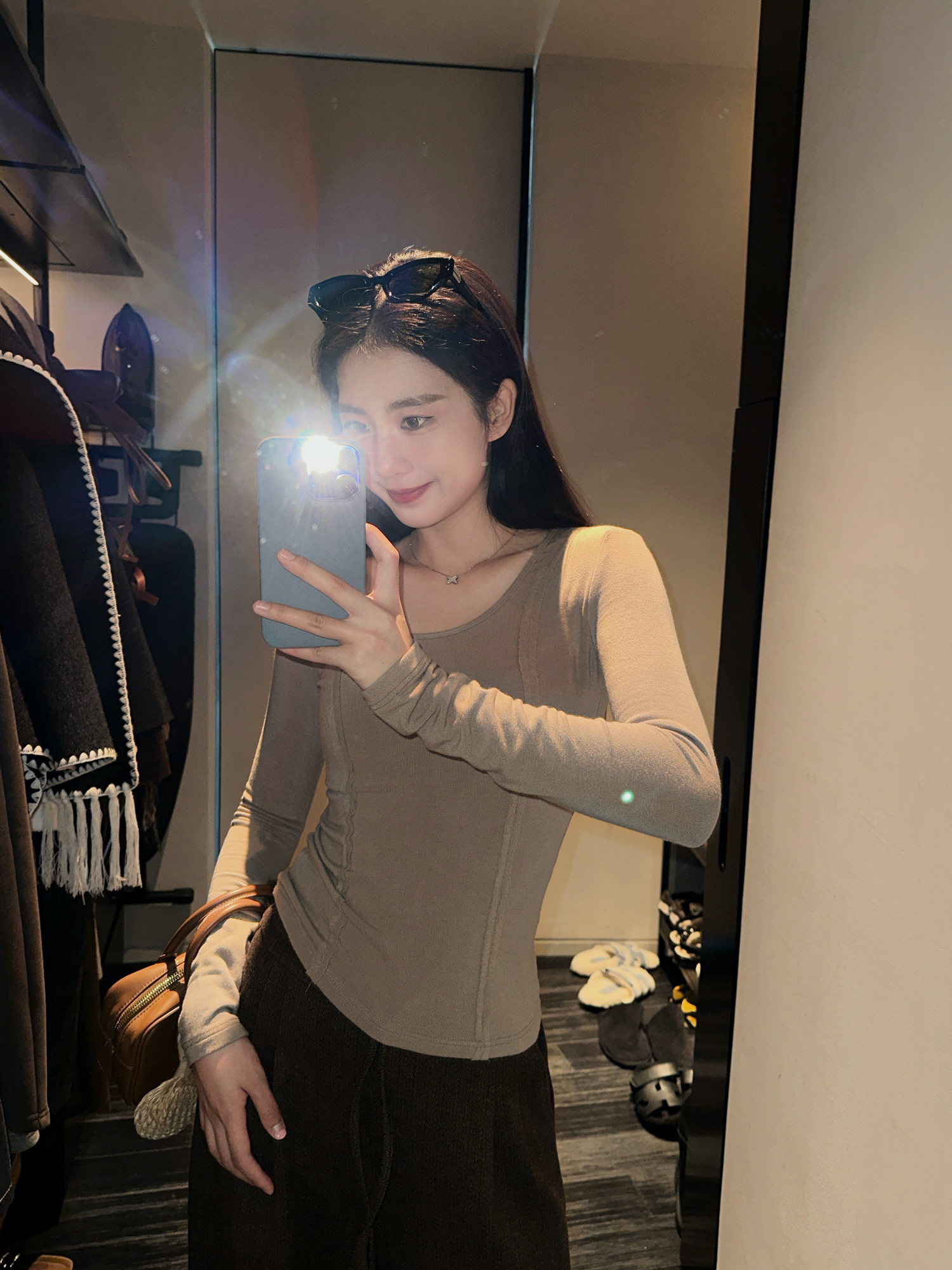 Practical Wear Big Round Neck Base Layer - Super Comfortable Slimming Three-Dimensional Frayed Design for Everyday Style