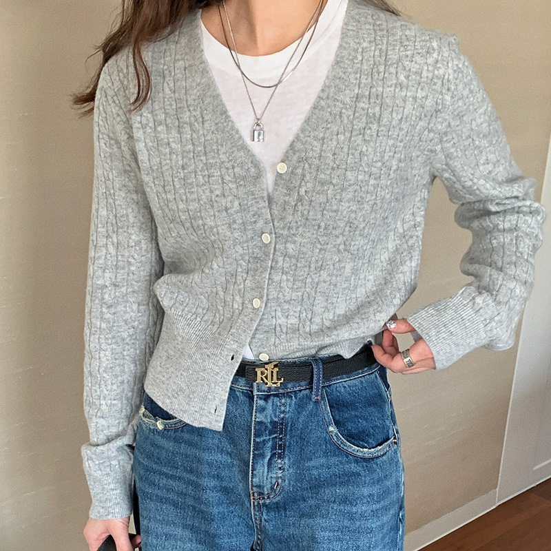 Red Knitted Cardigan for Women - Versatile Long Sleeve Sweater Coat for Spring & Autumn, Airy Wool Blend Layering Piece