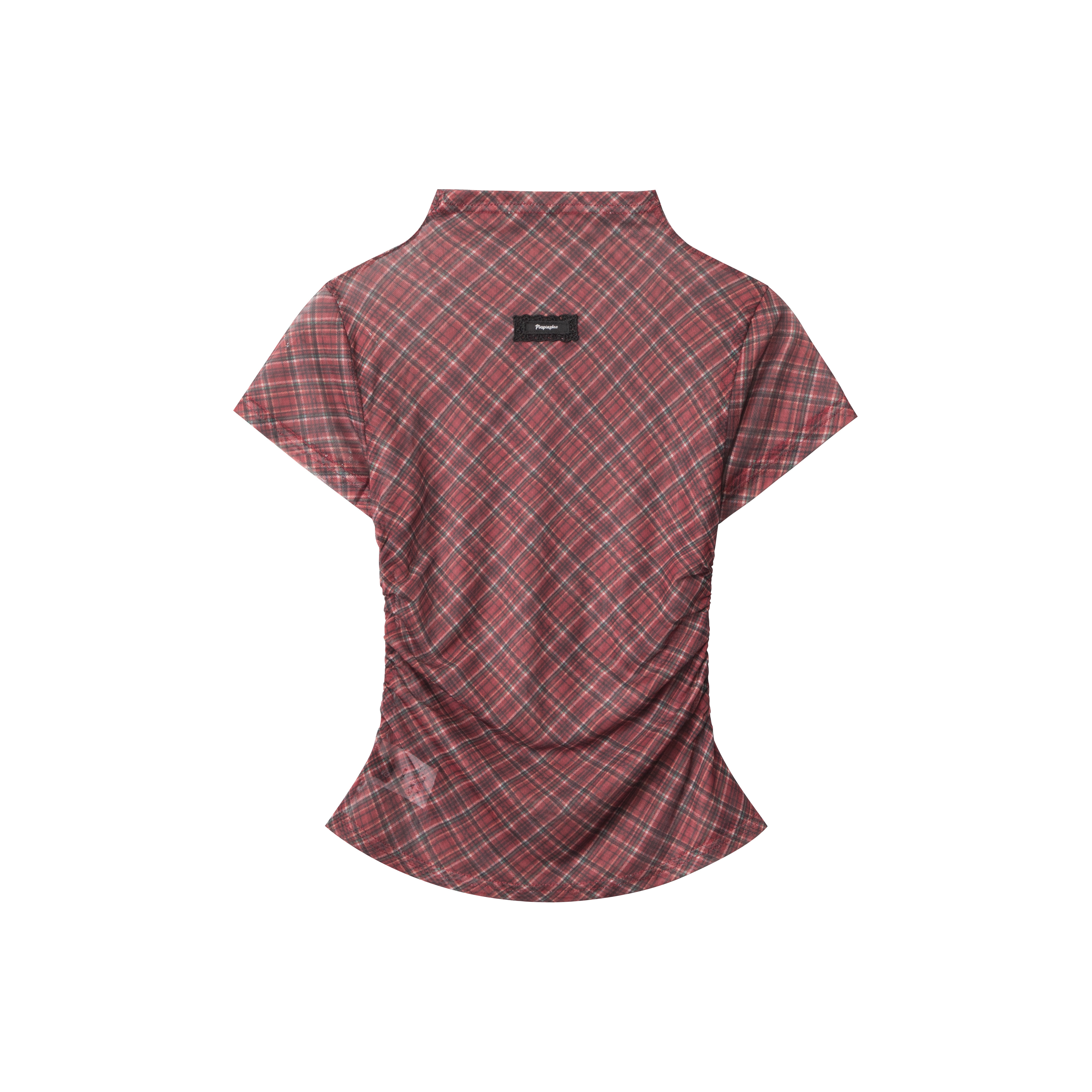 Red Plaid Sheer Short Sleeve T-Shirt and Skirt Set - Spicy Summer American Retro Millennial Style