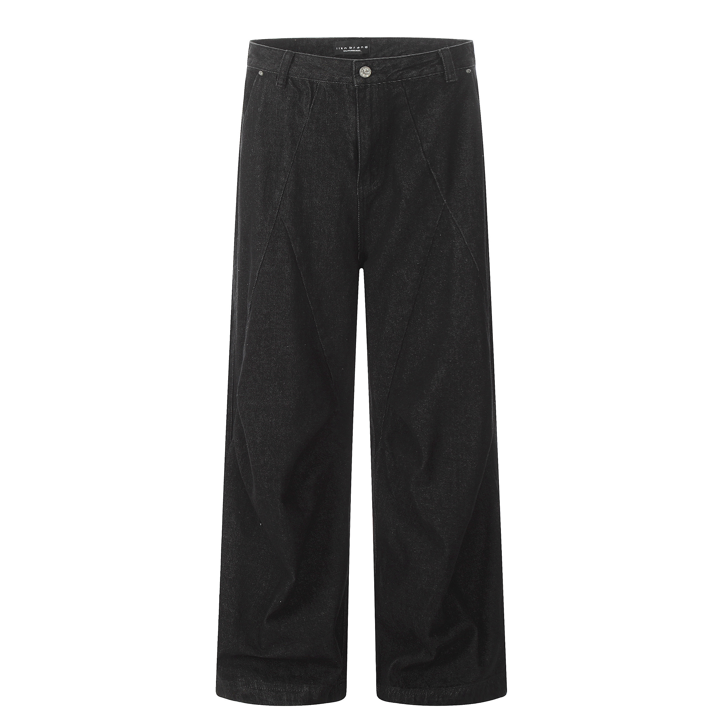 Retro American High Street Wide-Leg Loose Draping Pants in Washed Black Denim - Spicy Heatstroke Style