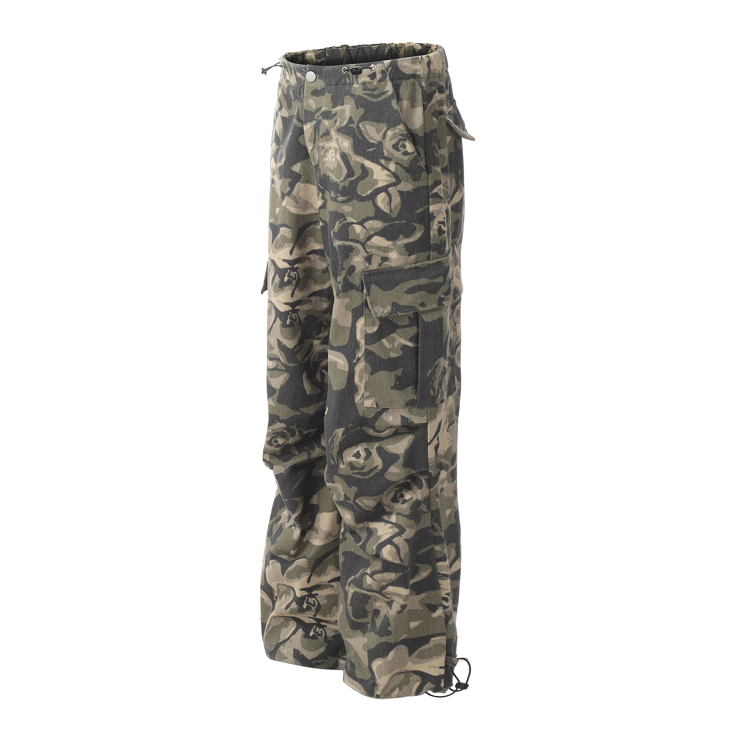Retro Big Pocket Drawstring Cargo Pants for Men and Women - Loose Straight Wide-Leg Casual Trousers, Y2K Style