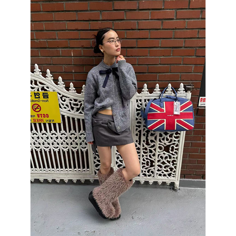 Retro Bow Tie Knitted Cardigan - Slim Fit Sweater for Women, Trendy Vintage Style, Chic Fashionable Knitwear