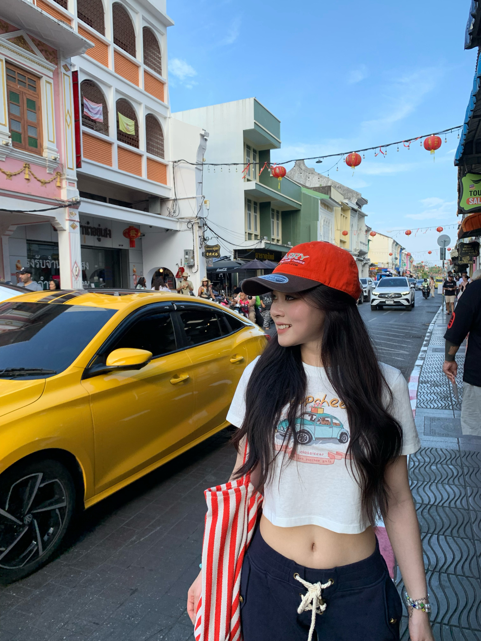 Retro Car Cute Short Tee - Super Soft Slightly Sheer Snowflake Cotton, Versatile and Comfortable for Y2K and 90s Fashion Lovers