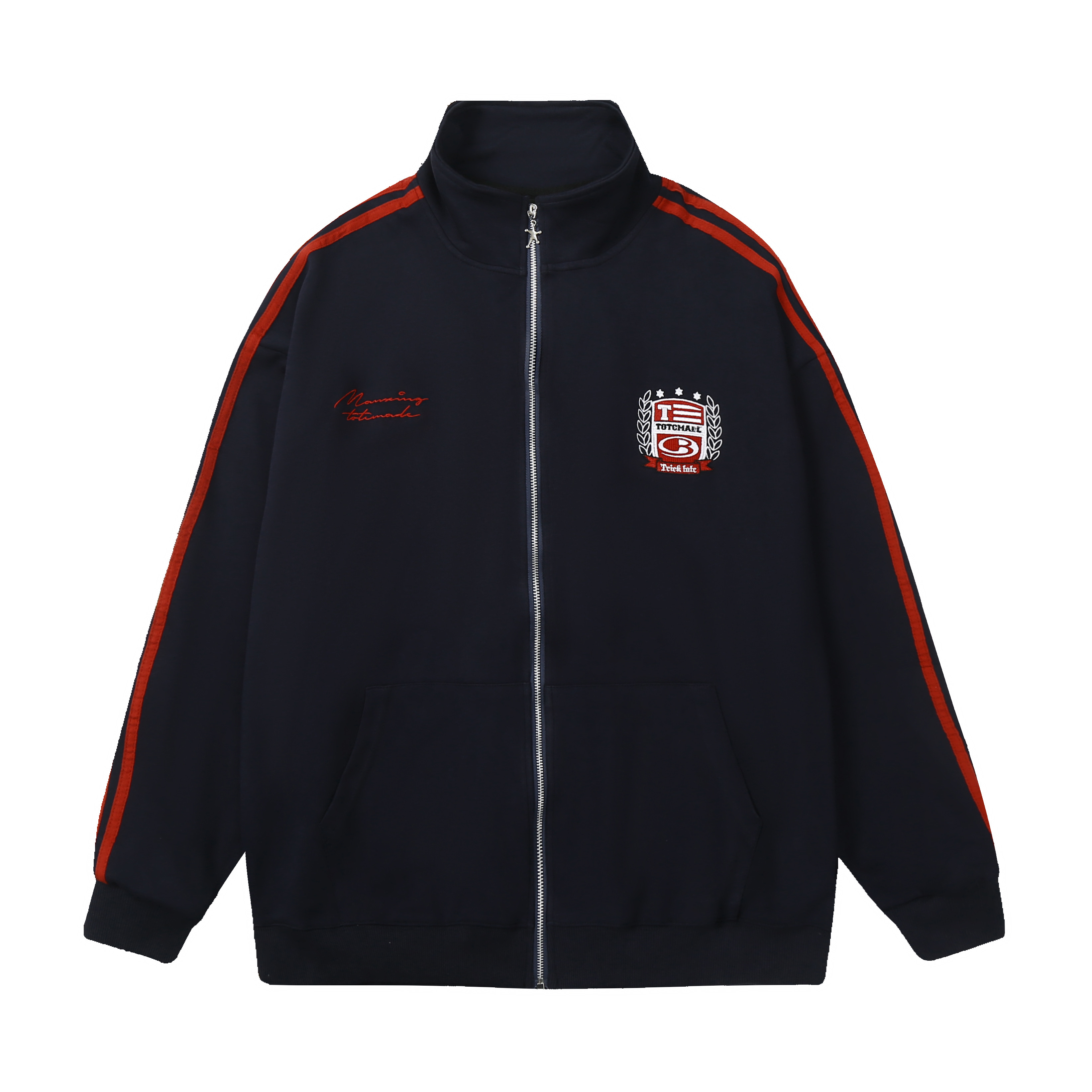Retro College Style Stand Collar Zip-Up Jacket with Contrasting Stripes - Casual Versatile Sports Cardigan for Autumn