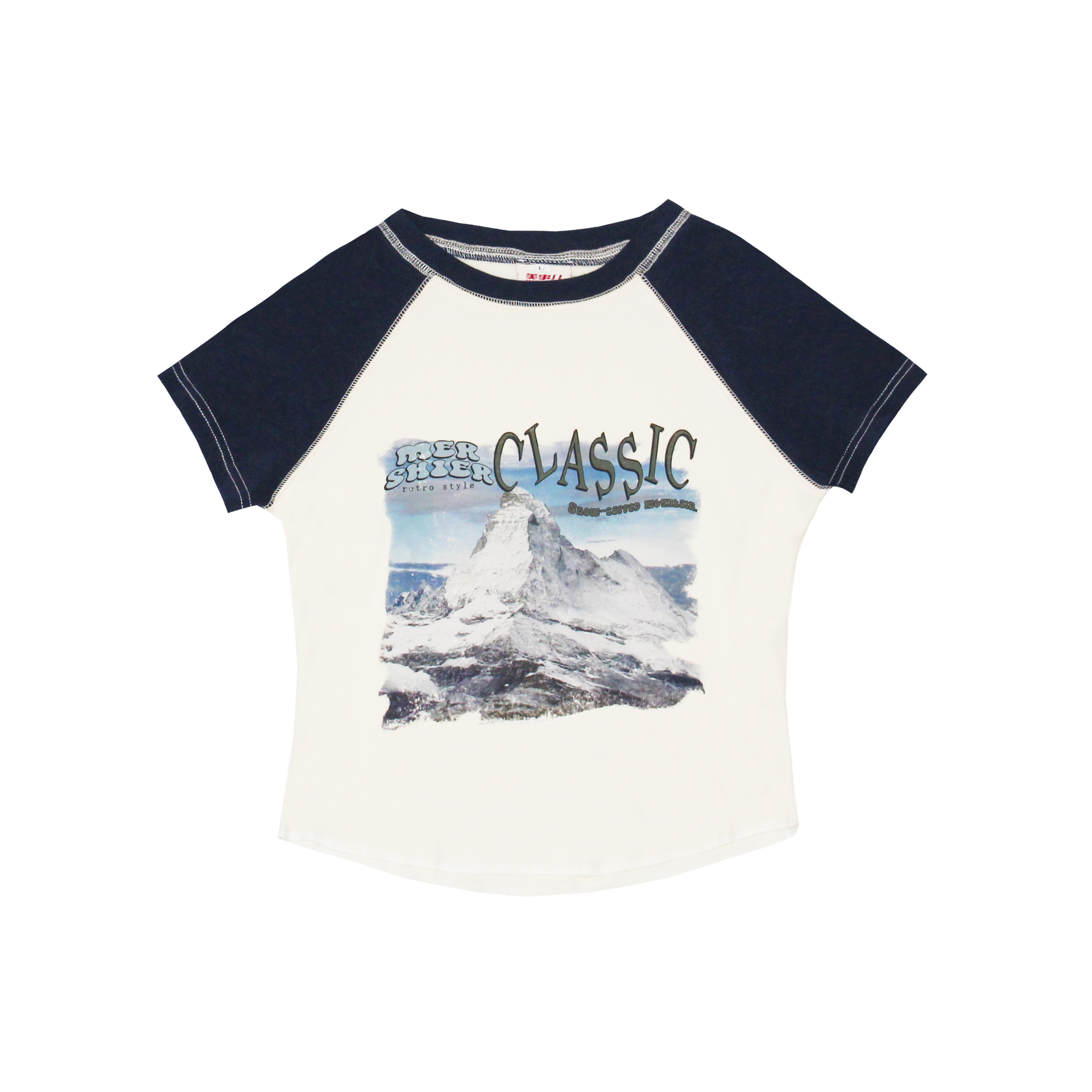 Retro Color-Blocking Spicy Girl Cropped T-Shirt - Slim Fit Short Sleeve Top for a 2023 American Style Look