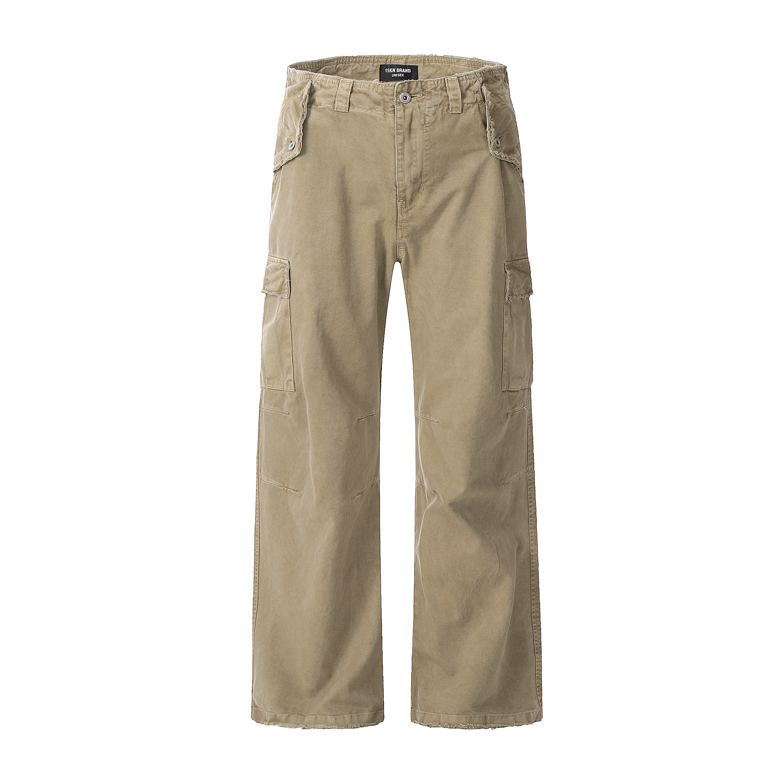 Retro Distressed Wide-Leg Work Pants with Big Pockets - Loose Drape, Slimming Fit, Trendy American Style for a 90s Look