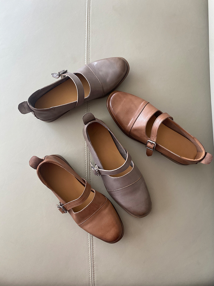 Retro Genuine Leather Mary Jane Shoes for Women, Spring 2025, Flat Low-Heeled Soft Leather Flats, Y2K Vintage Style Footwear