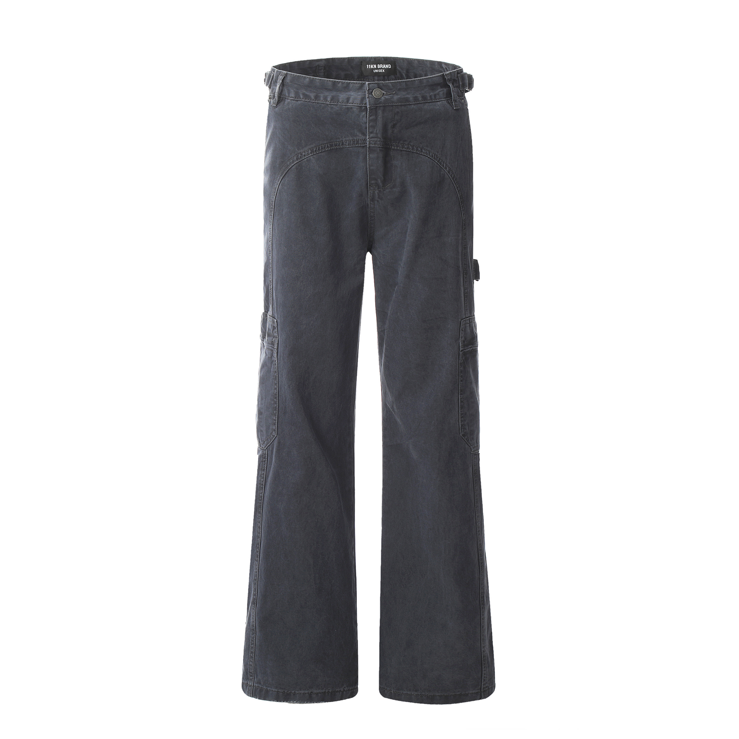 Retro High Street Distressed Wide-Leg Work Pants - Unique Loose Straight-Leg Trousers for 90s Inspired Fashion