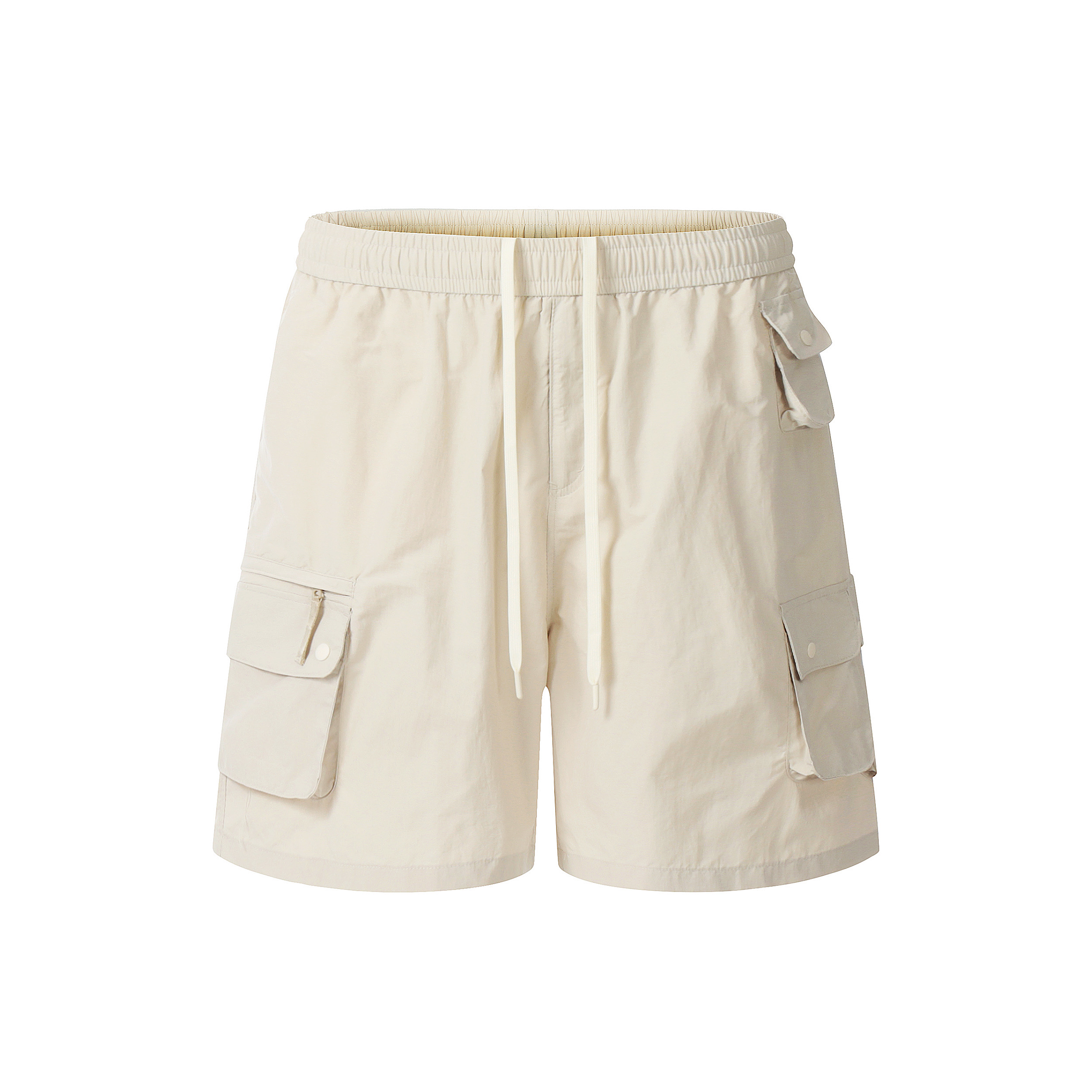 Retro Multi-Pocket Drawstring Elastic Waist Cargo Shorts - Slimming Loose Wide-Leg Five-Point Trendy Summer Pants