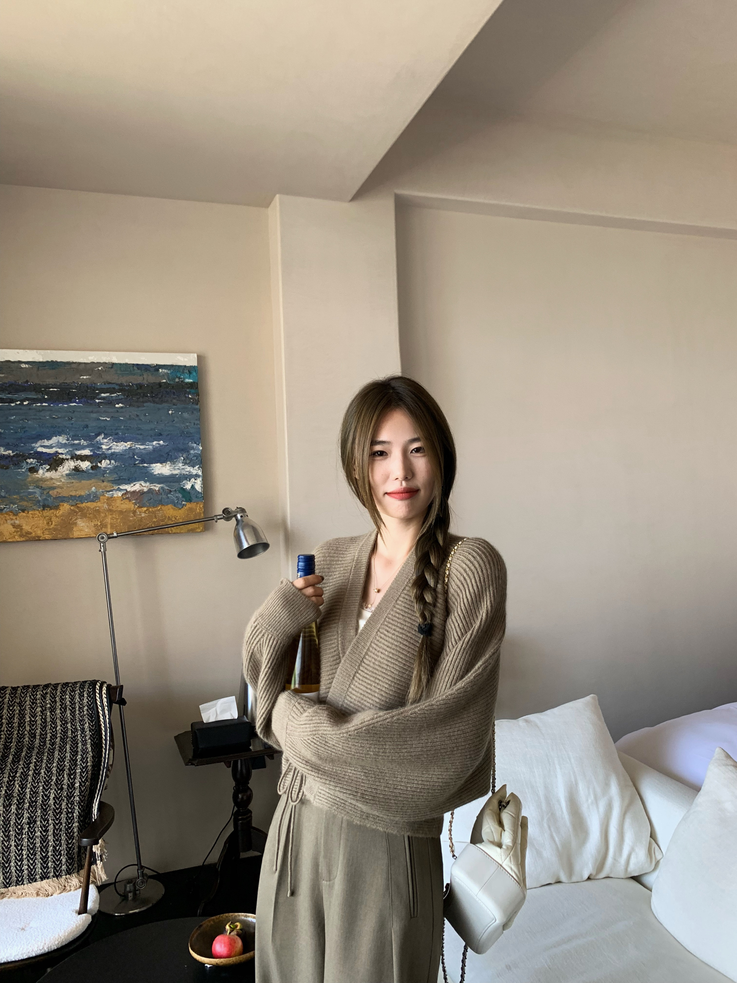 Retro Tie Raccoon Velvet Wool V-Neck Cardigan - Y2K Inspired Autumn Fashion for Casual Outings