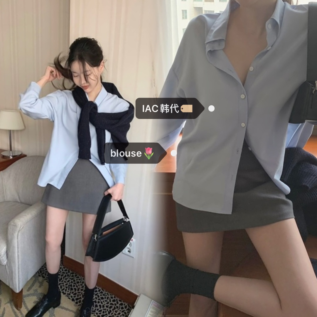 Silky Minimalist Loose-Fit Shirt - High-End Feel, Korean Style Fashion Top for Effortless Chic Look