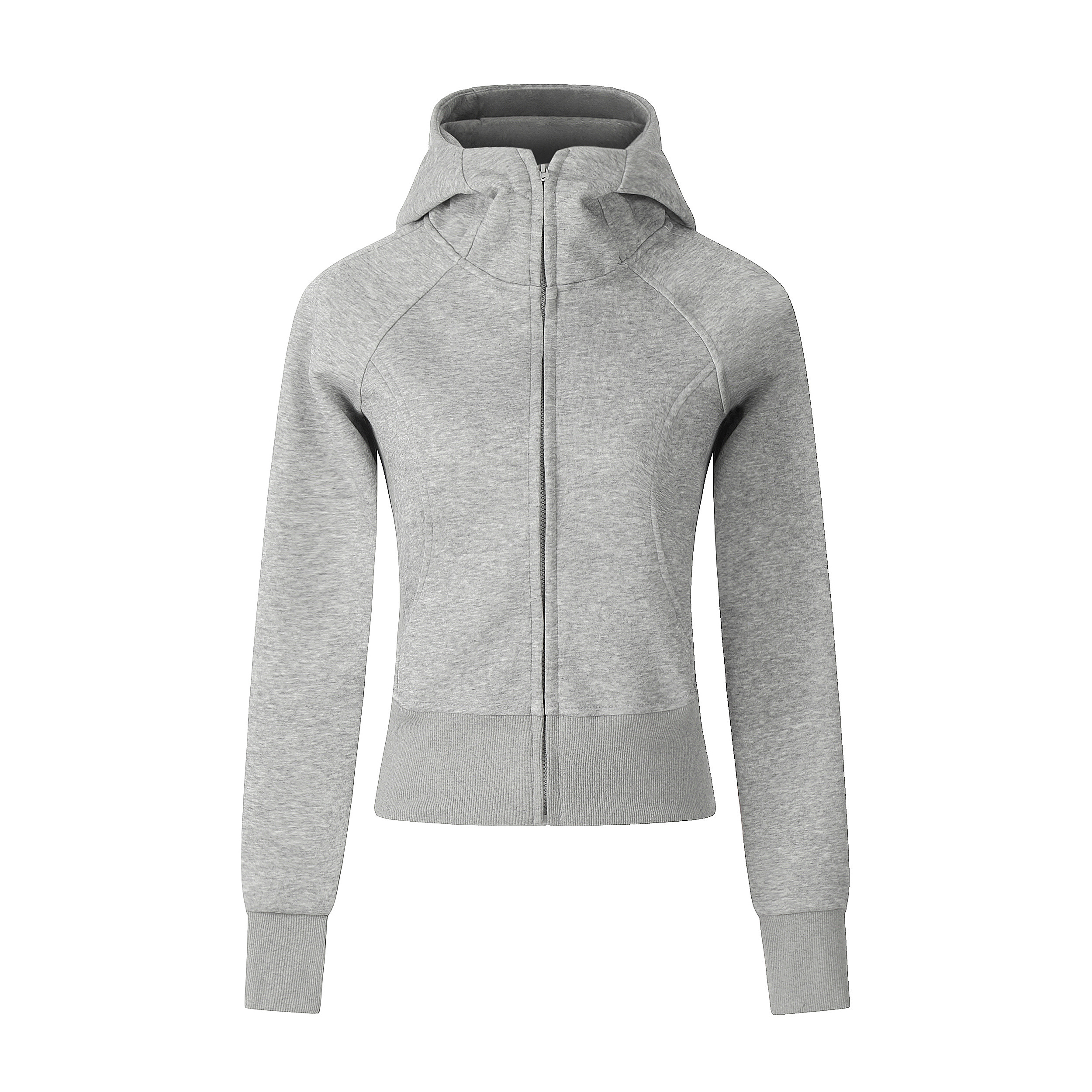 Slim-Fit Gray Hoodie Jacket for Women - Spicy American-Style Long Sleeve Top, Simple & Versatile Fashion Essential