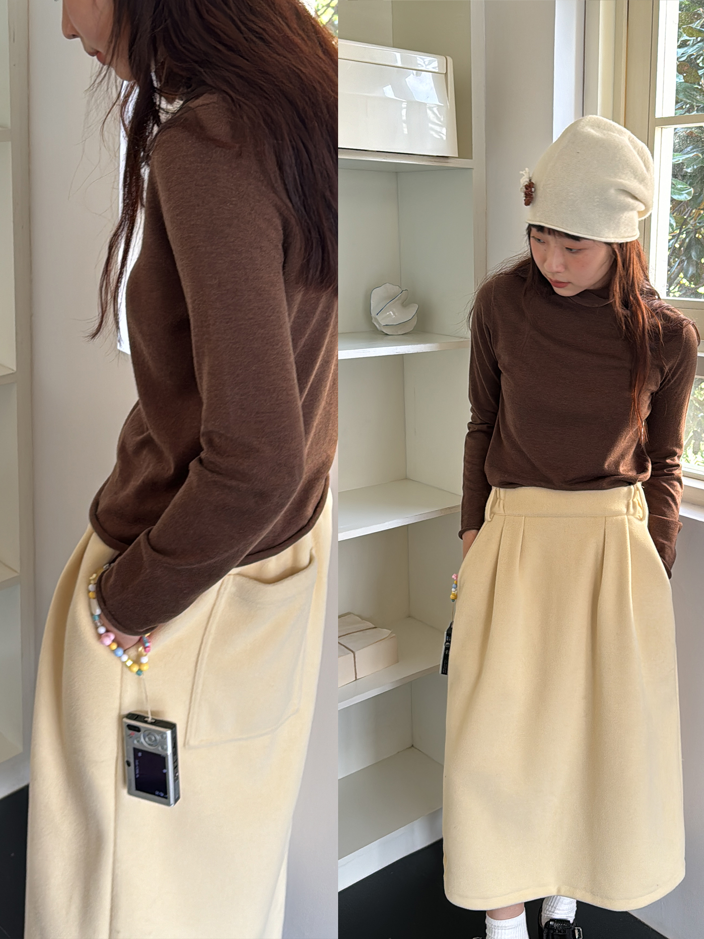 Soft Yellow Retro Pleated Half Skirt with Sweetheart Design and Elastic Waist – Vintage-Inspired Fashion for a Chic Look