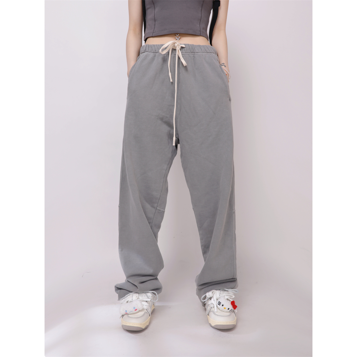 Solid Color High Waist Jazz Dance Pants for Women - Elastic Straight Casual Hip-Hop Street Style Sweatpants