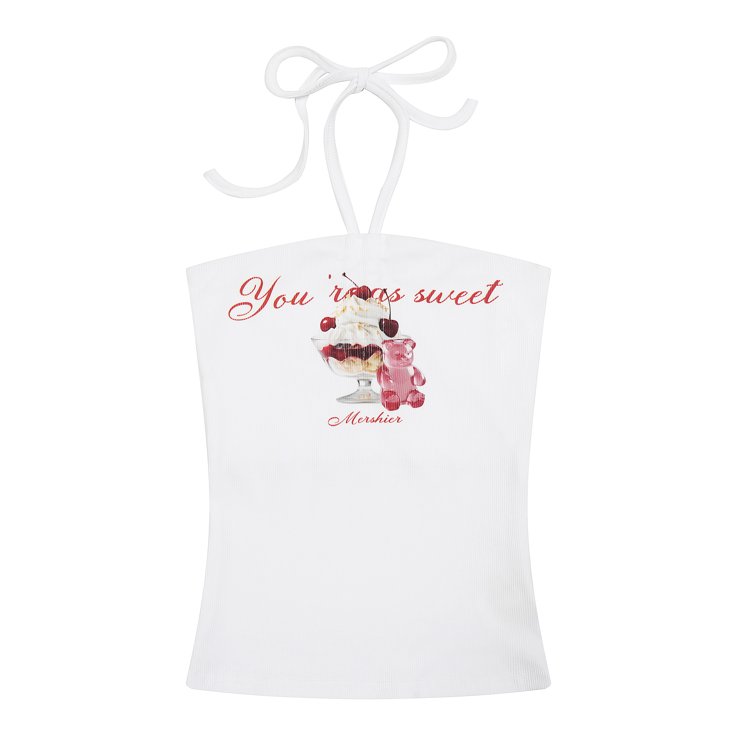 Spicy American-Style Strapless Tie-Back Tank Top - Fun Printed Halter Sleeveless Summer Trend for Bold Fashionistas