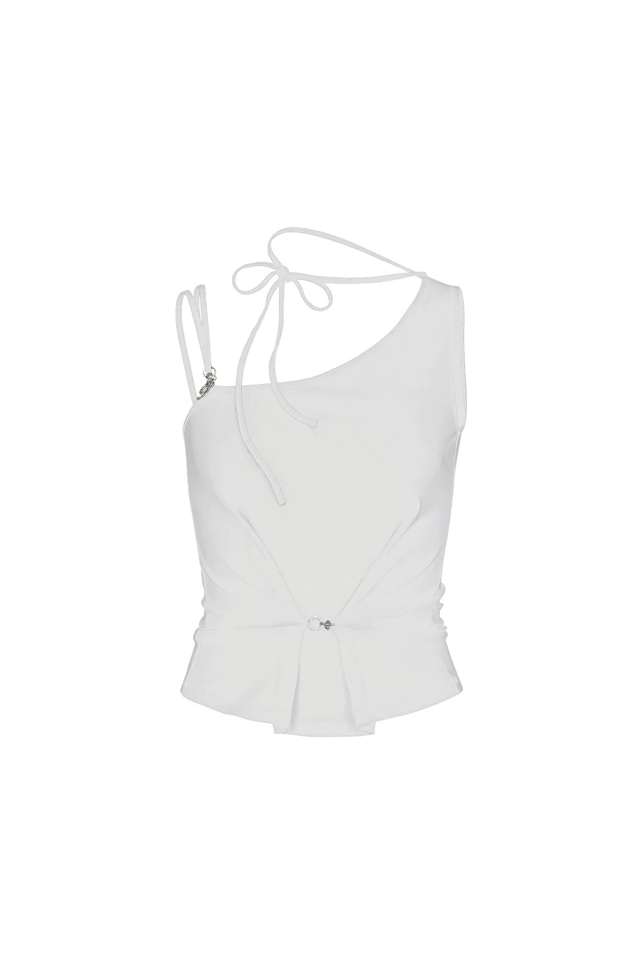 Spicy Girl Off-Shoulder Fitted Top - White Camisole for a Trendy Y2K Look