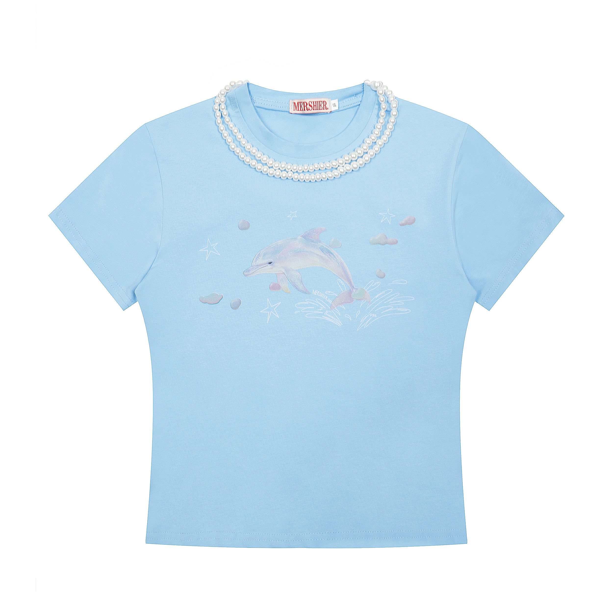 Spicy Summer Dolphin Print Short Sleeve T-Shirt - Slim Fit Cropped Top for Hot Girl Style