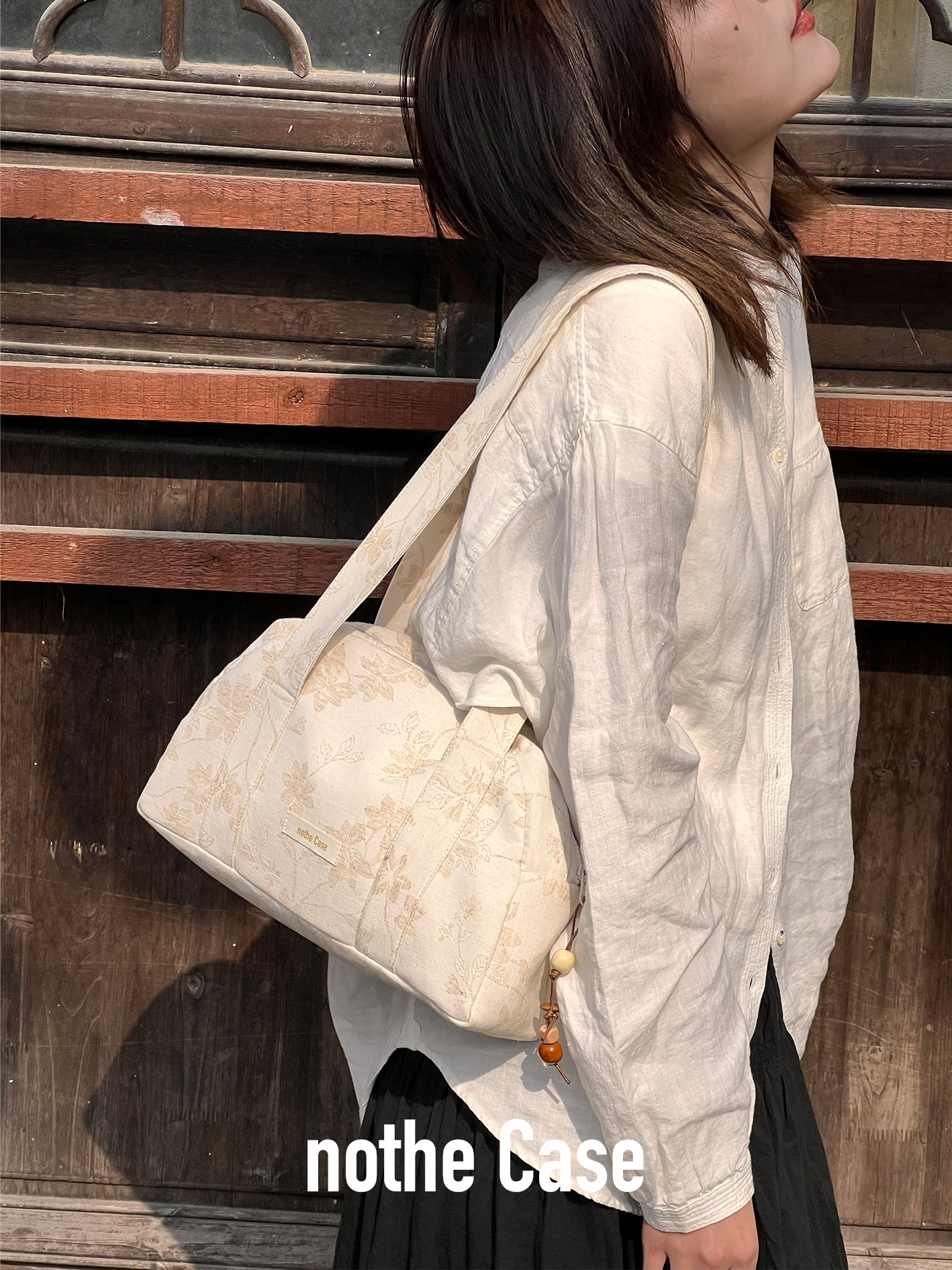 Spring Summer Linen Boston Bag - Large Capacity Chinese Style Niche Shoulder Bag