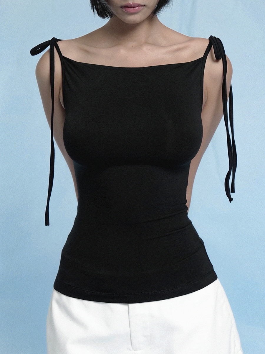 Strap Tank Top for Women - Simple Solid Color, Slim Fit, Versatile Summer Style, European and American Trendy Look