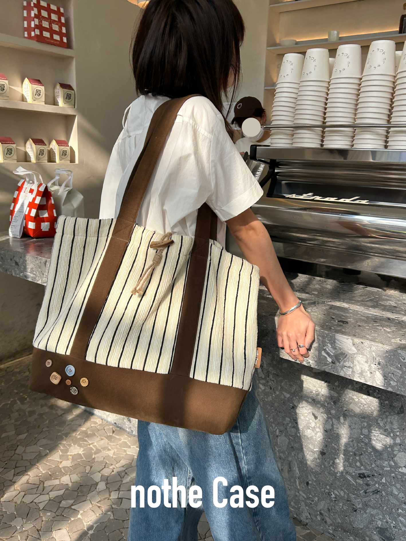 Striped Knitted Large Capacity Tote Bag for Commuting - Southern France Wheat Wave Design - Stylish Shoulder Bag