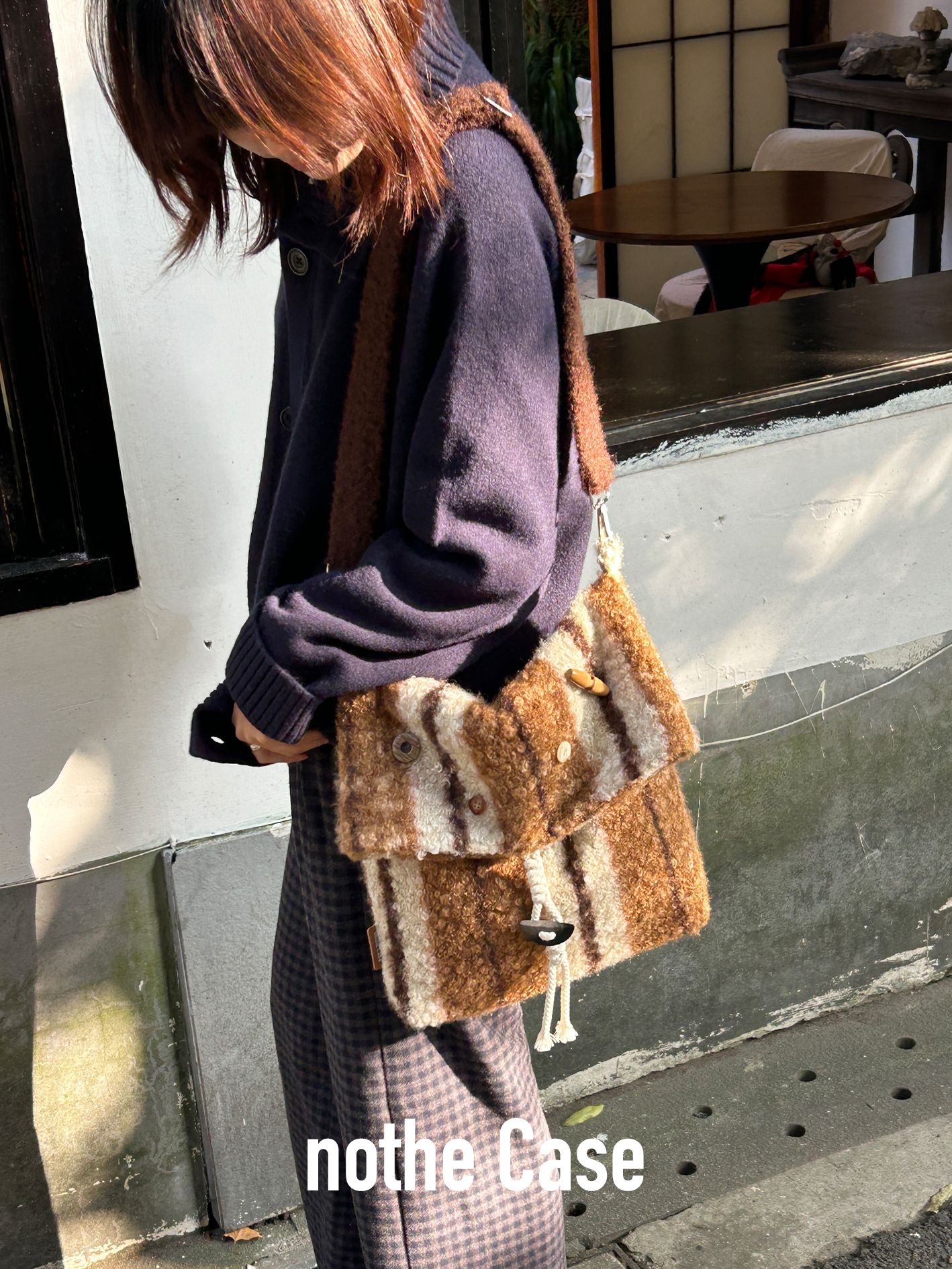 Striped Woolen Shoulder Crossbody Bag - Lazy Versatile Large Capacity Messenger Bag for Everyday Style