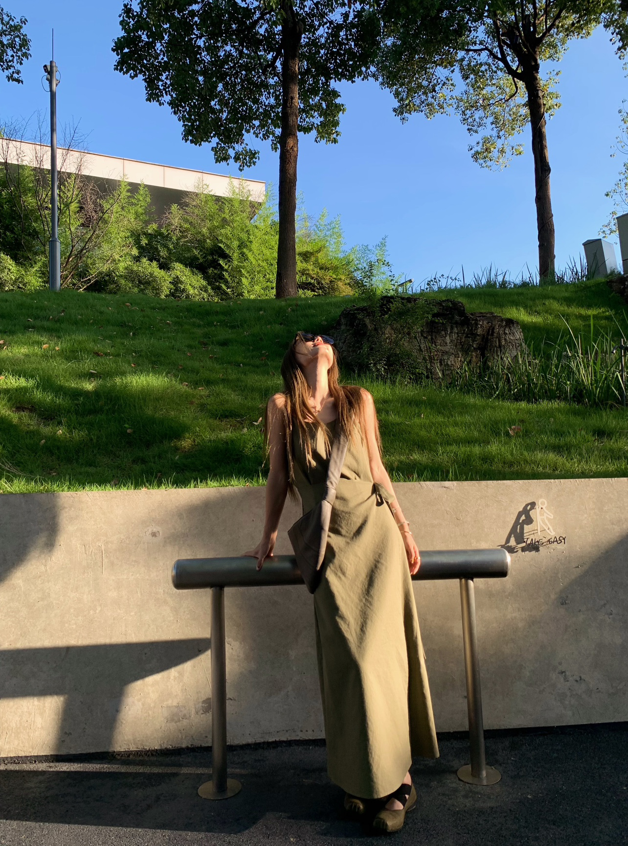 Structuralism Tie Strap Long Dress for Women - Simple Linen One-Piece in Pillow Mountain Valley Style, Perfect for 90s and Y2K Fashion