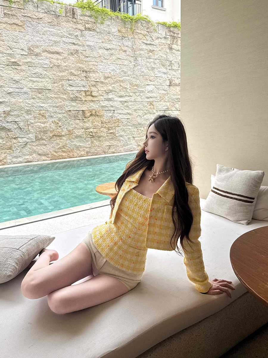 Summer Dopamine Women's Short Jacket and Vest Set - Literary Style Spring-Summer Outfit