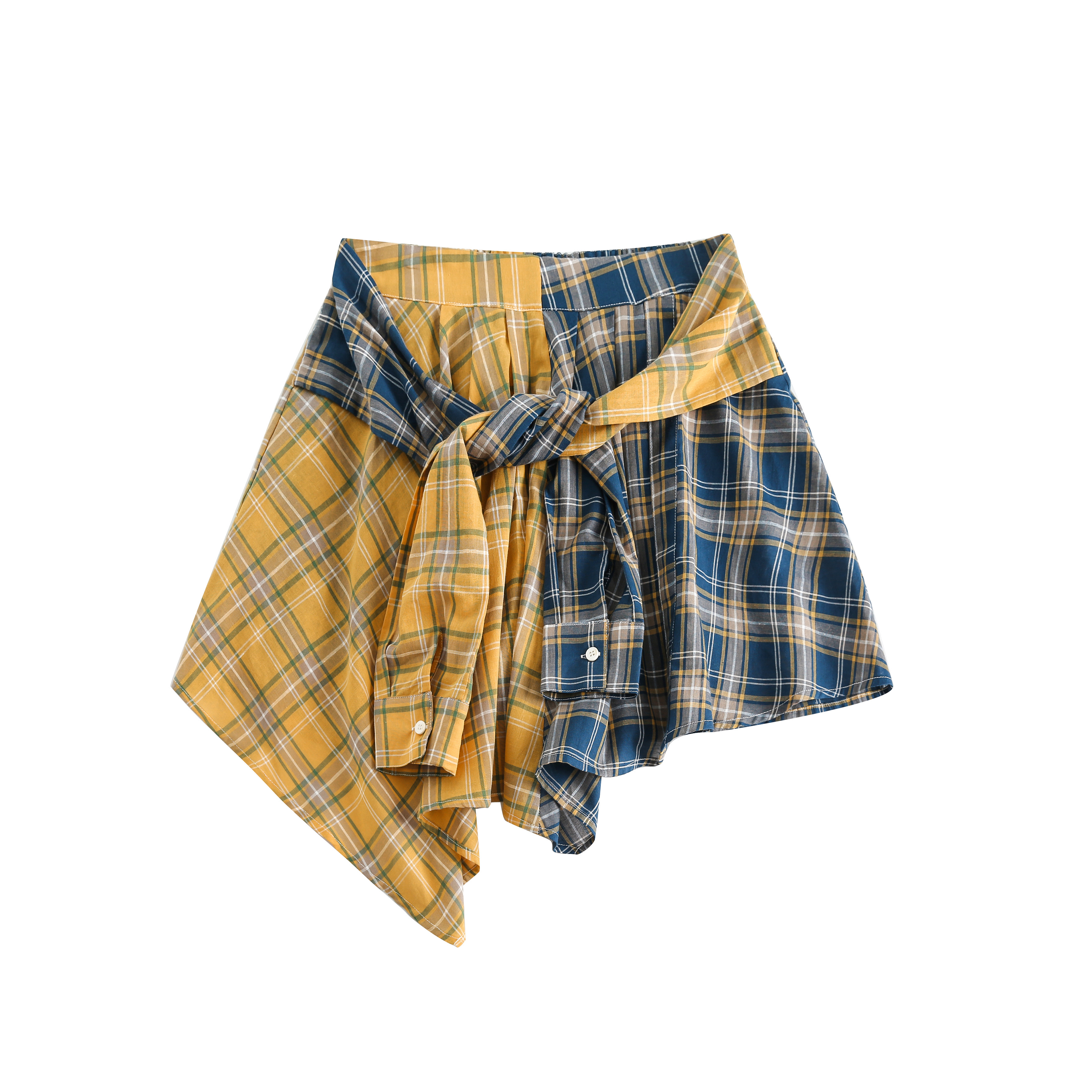 Summer Mini Skirt - Vintage Plaid A-Line with Tie-Up Detail, Slim Fit for a Trendy 90s Inspired Look