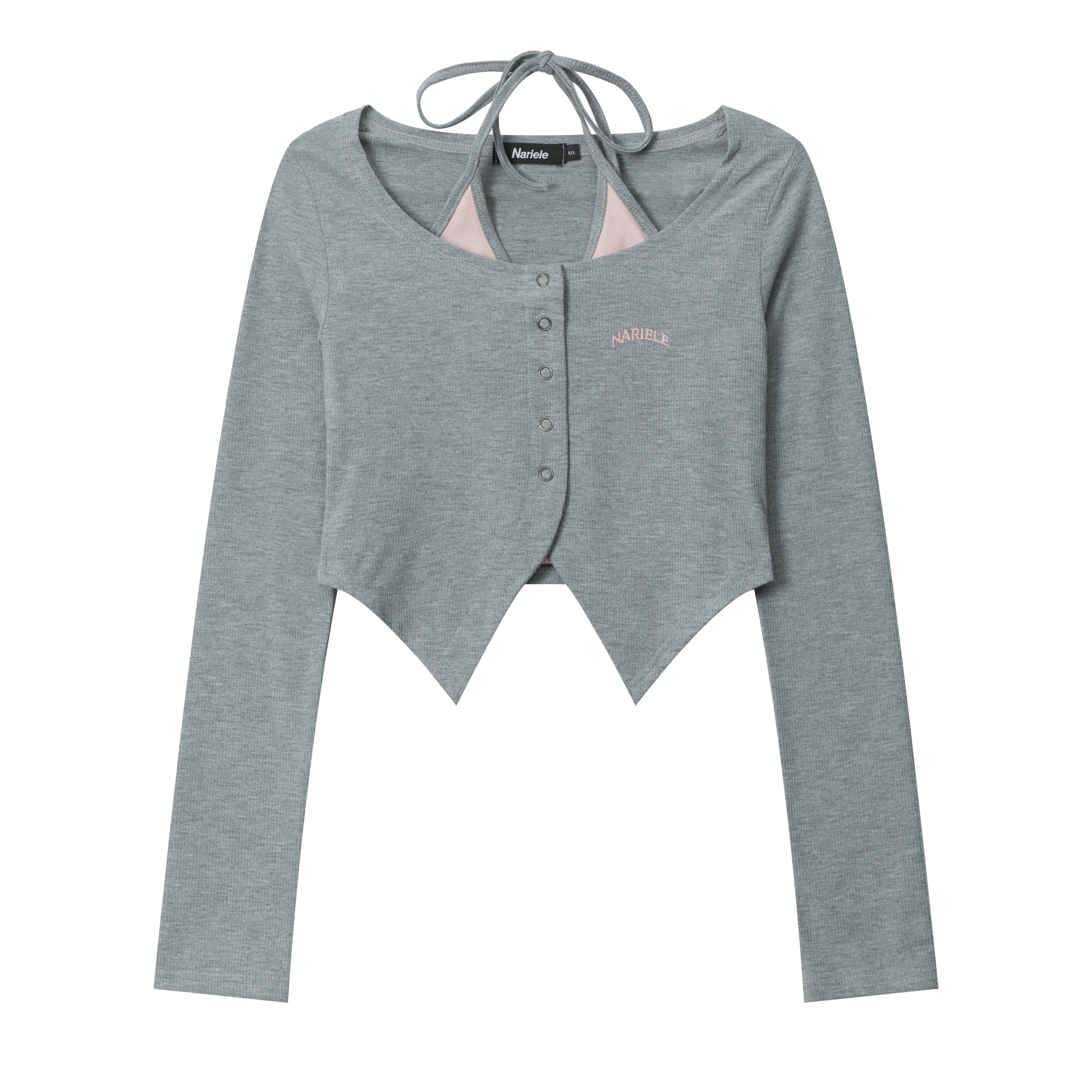Sweet and Spicy Halter Neck Cardigan Two-Piece Set - Long Sleeve Slim Fit Top for Trendy American Style