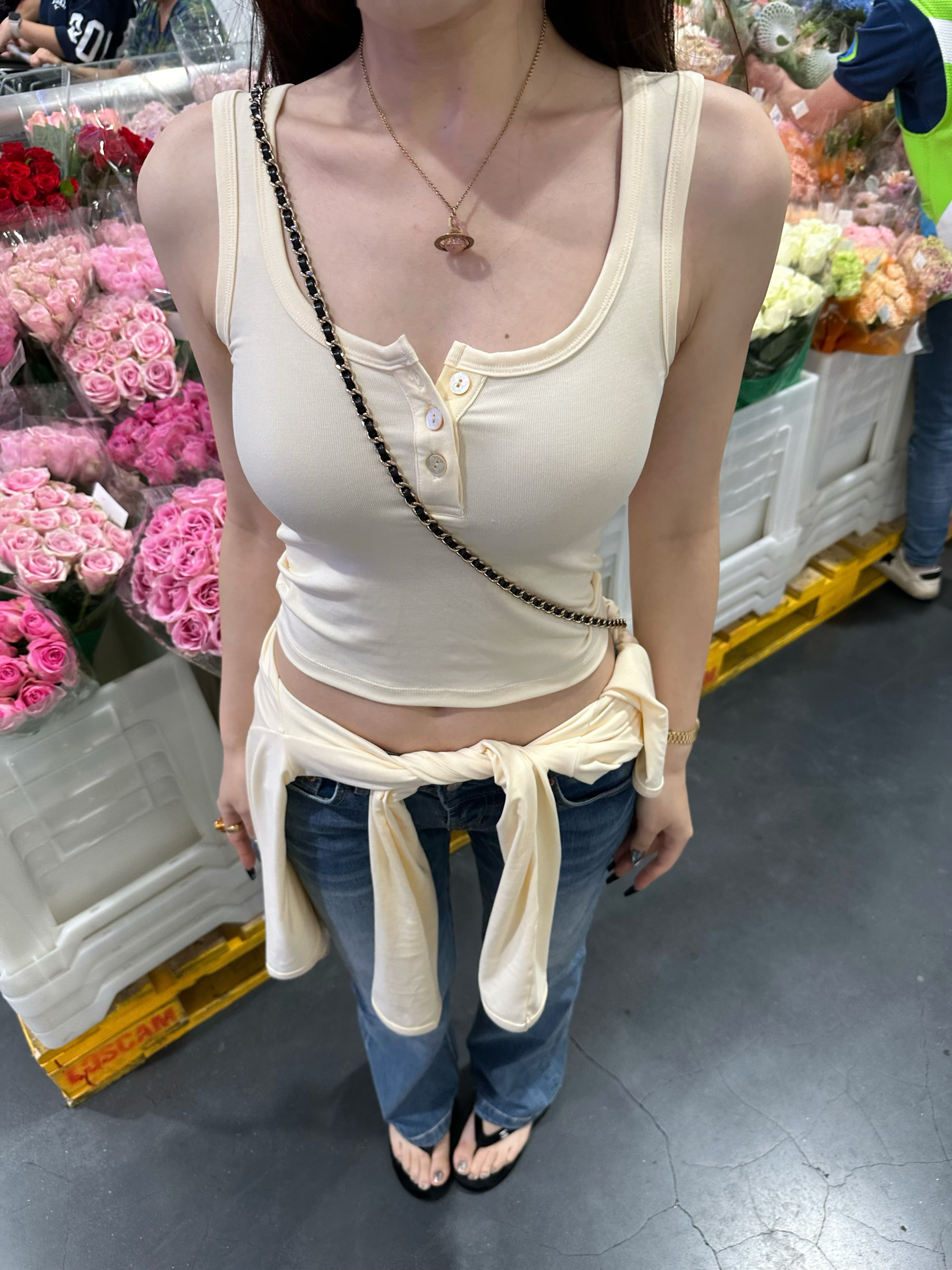 Tencel Two-Piece Set: Basic Style Tank Top and Cardigan in Nude - Comfortable Fit for Everyday Wear